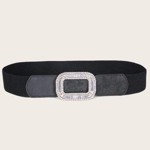 Bling Rhinestone Elastic Belt Black
